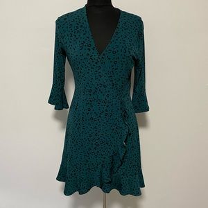 Animal Print Faux Wrap Dress